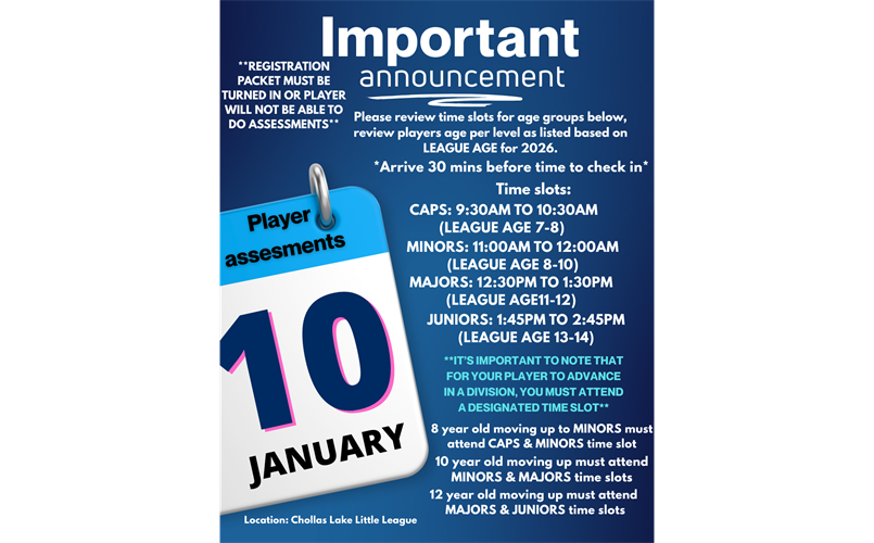 2026 spring season player Assessments