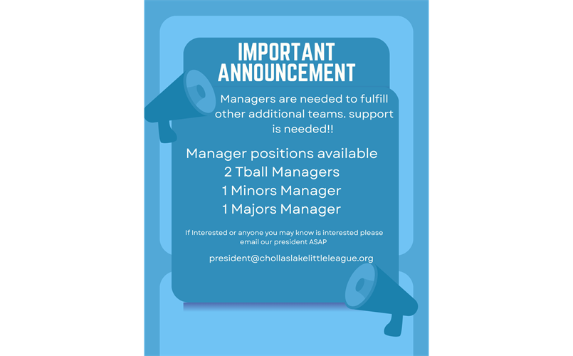 2026 spring season  Managers needed